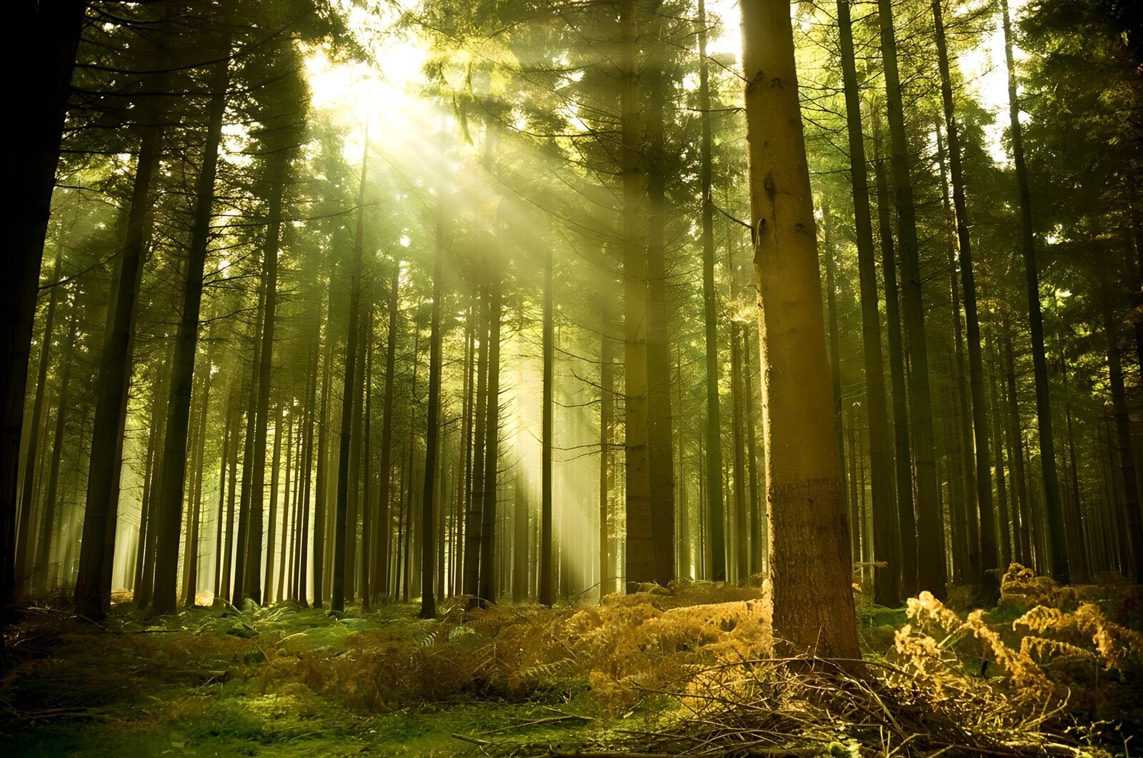 Serene Forest Rays of Light
