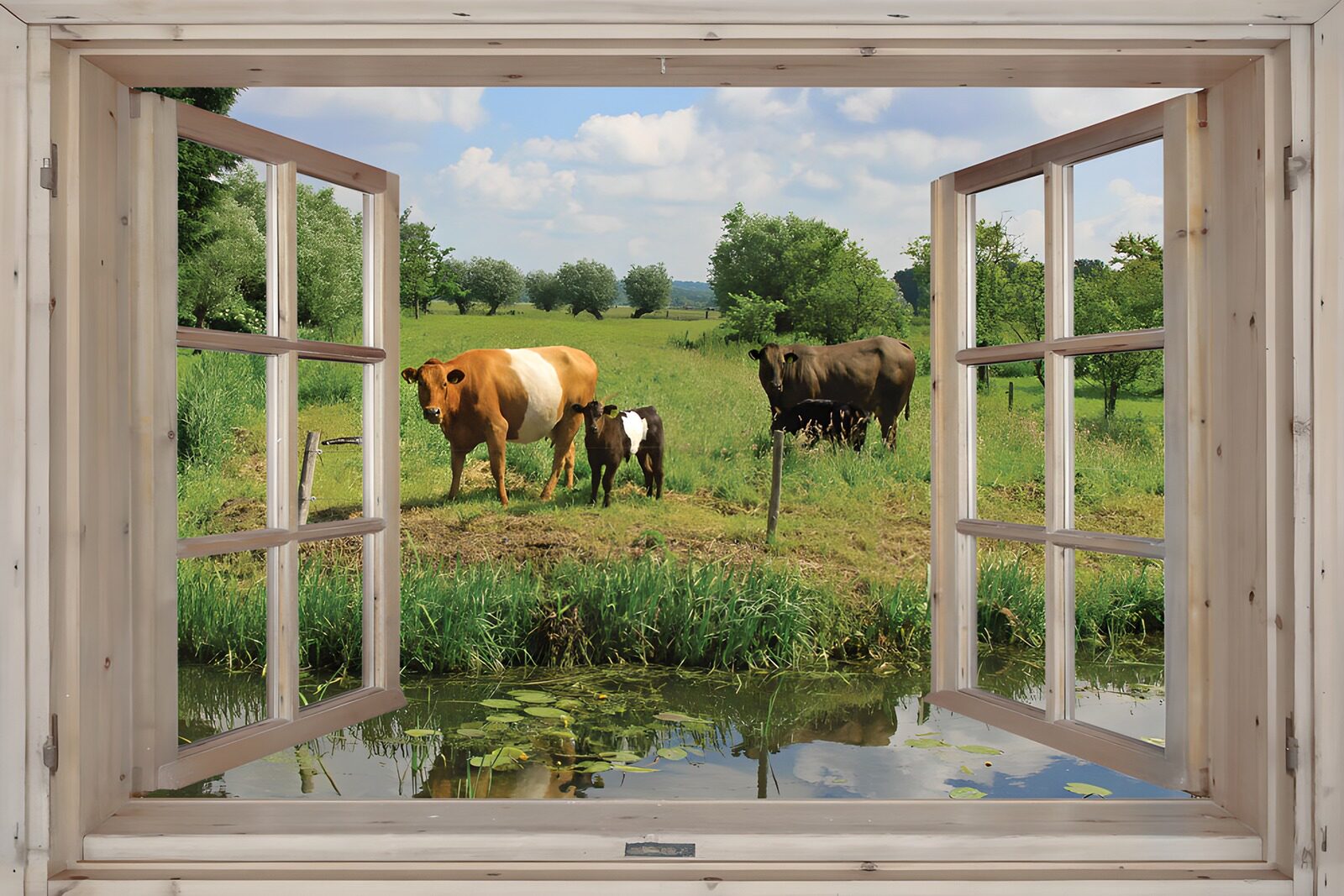 Tranquil Farm View through Open Window