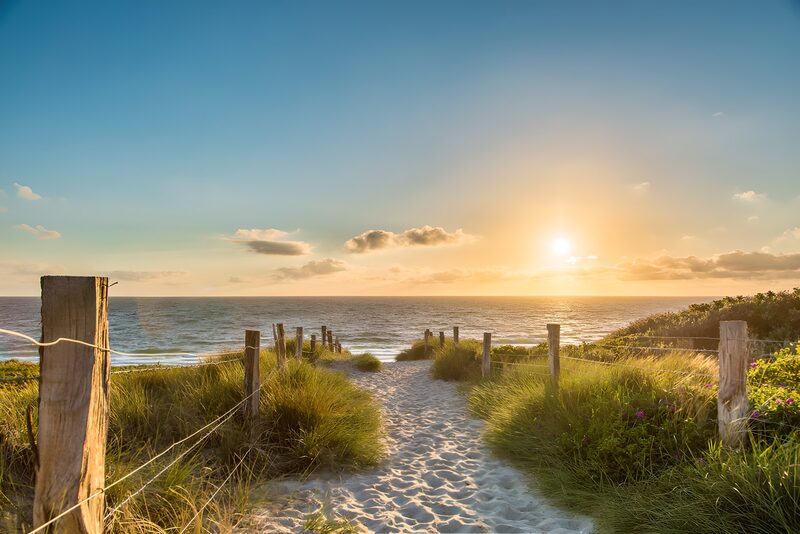 Tranquil Beach Path at Sunset