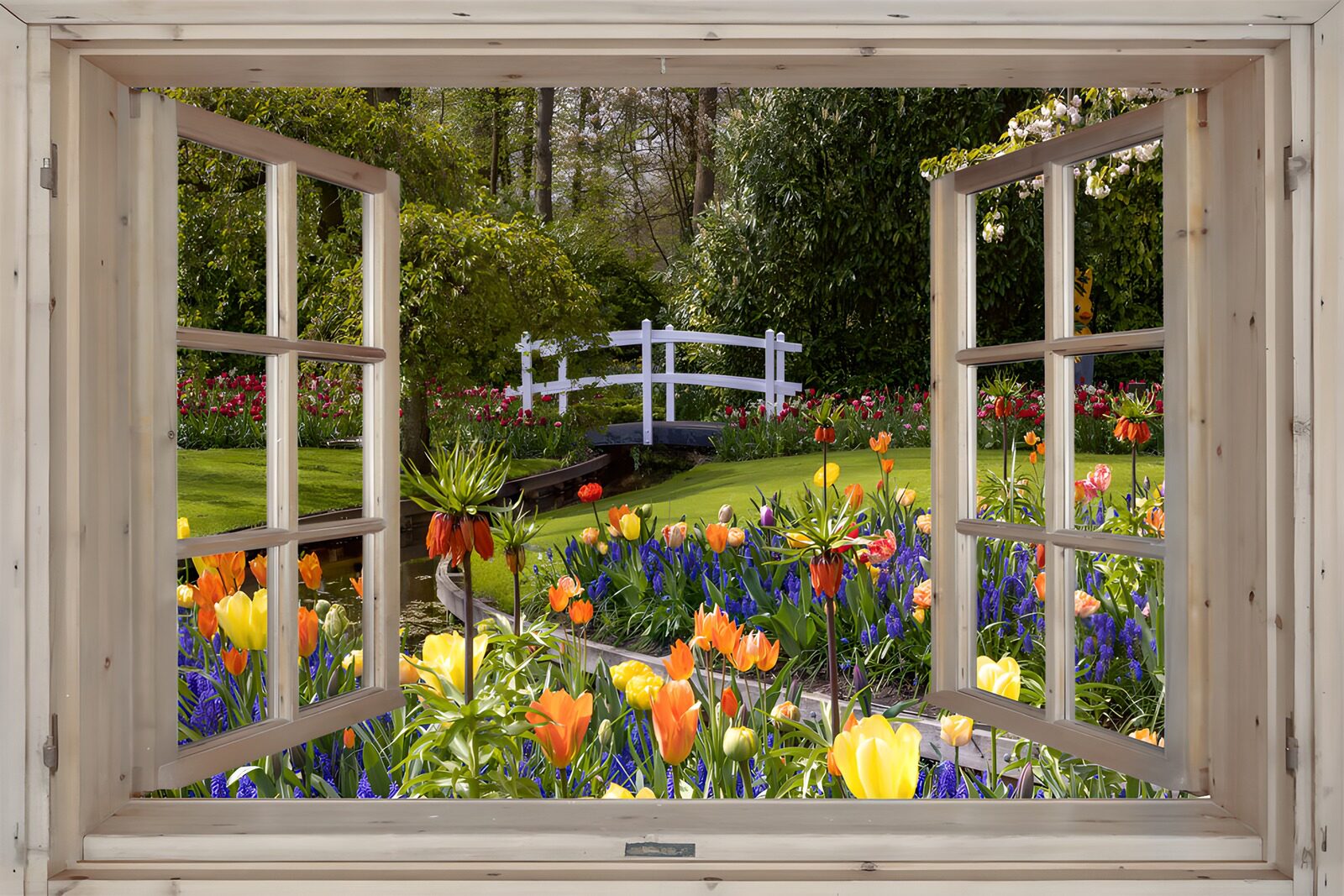 Scenic View Through Rustic Window