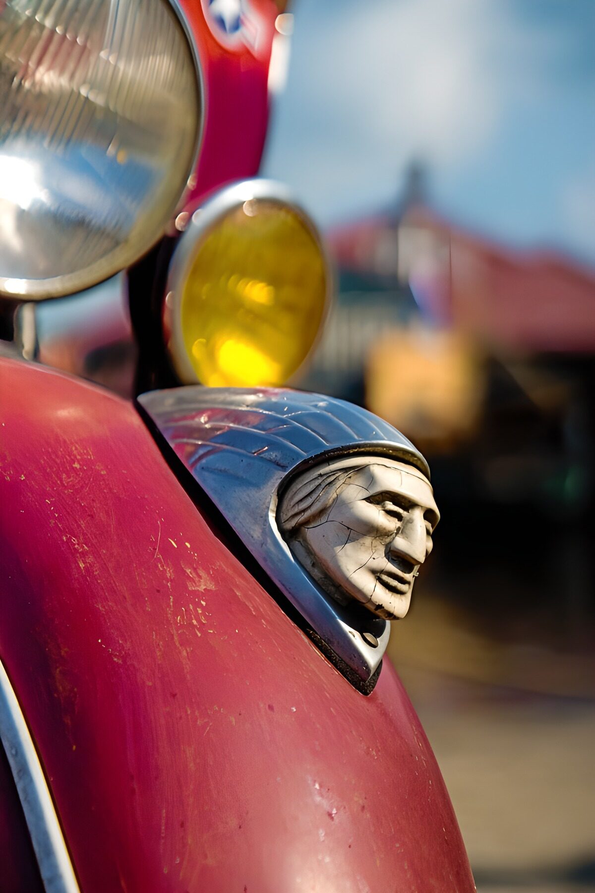 Vintage Car Hood Ornament Close-Up