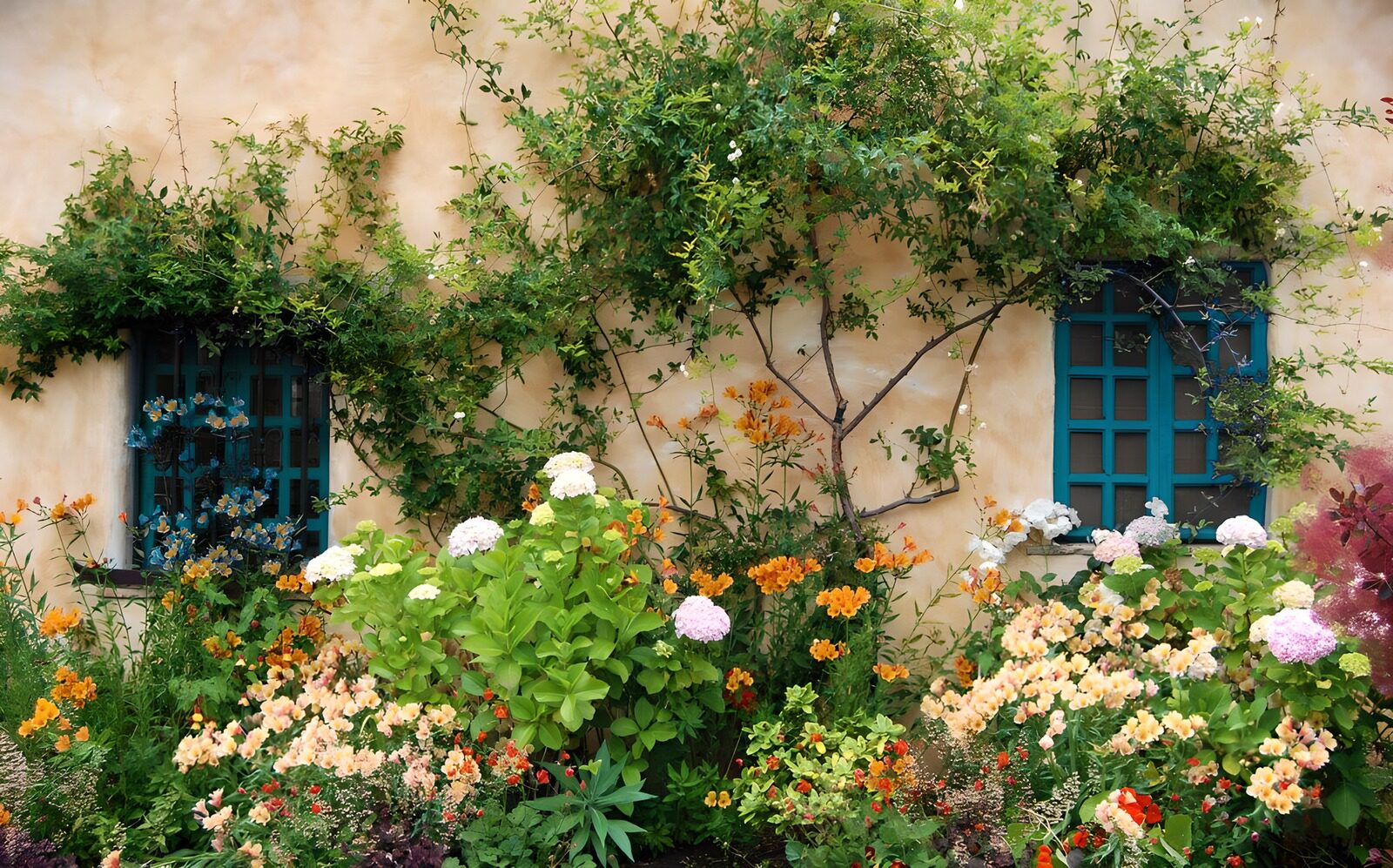 Lush Garden by Rustic Walls