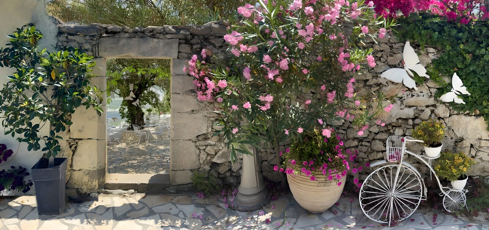 Charming Garden Entrance with Flowers