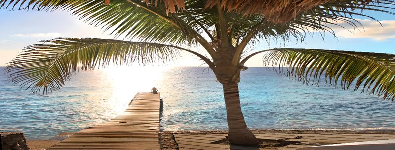 Serene Sunset at a Tropical Dock