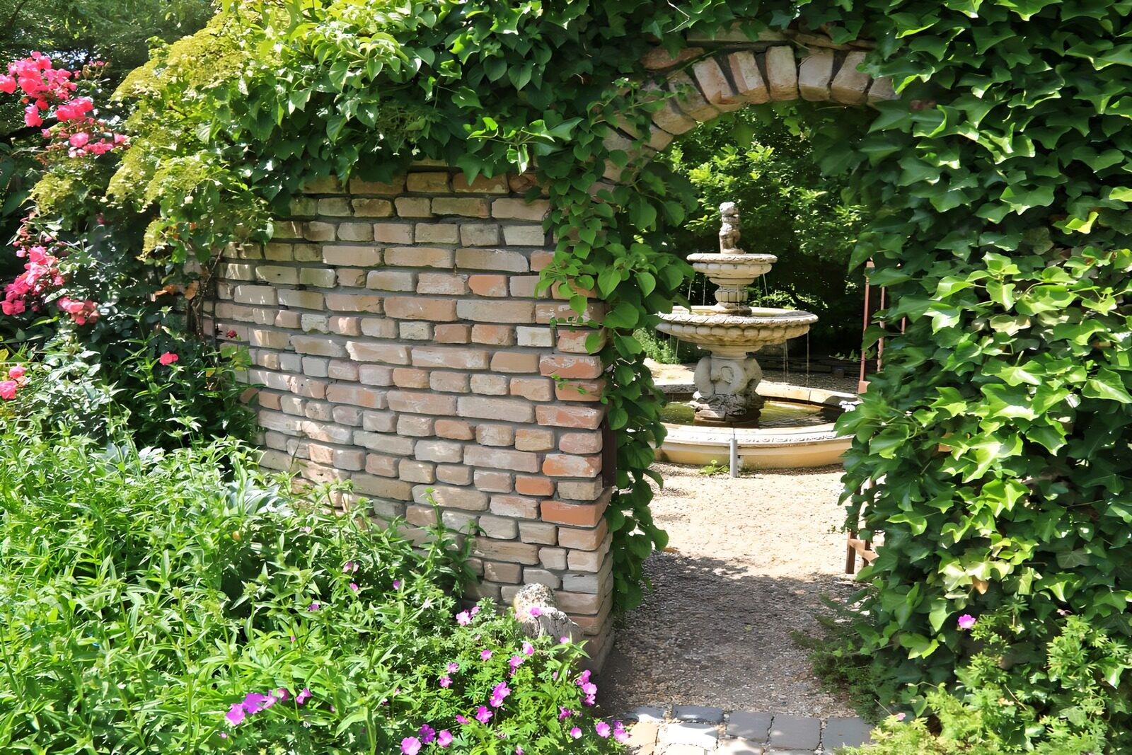 Garden Fountain Beyond Arch