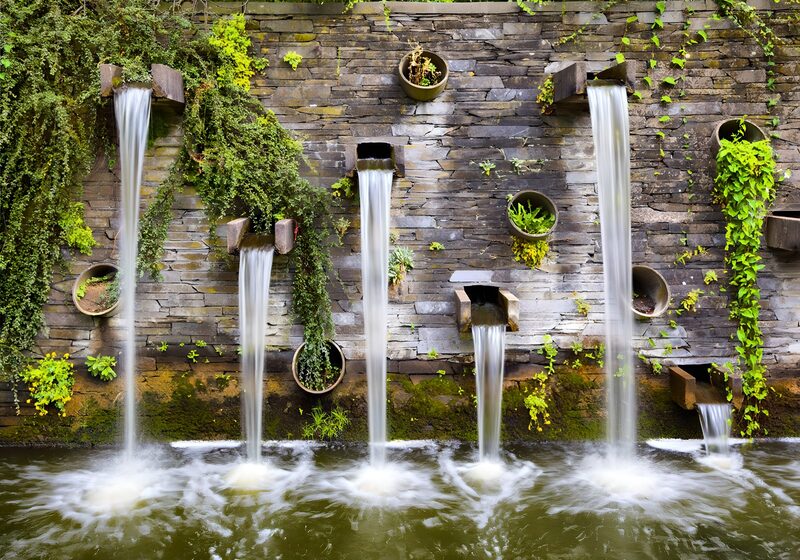 Tranquil Waterfall Wall with Greenery