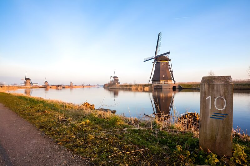 Tranquil Dutch Windmill Landscape