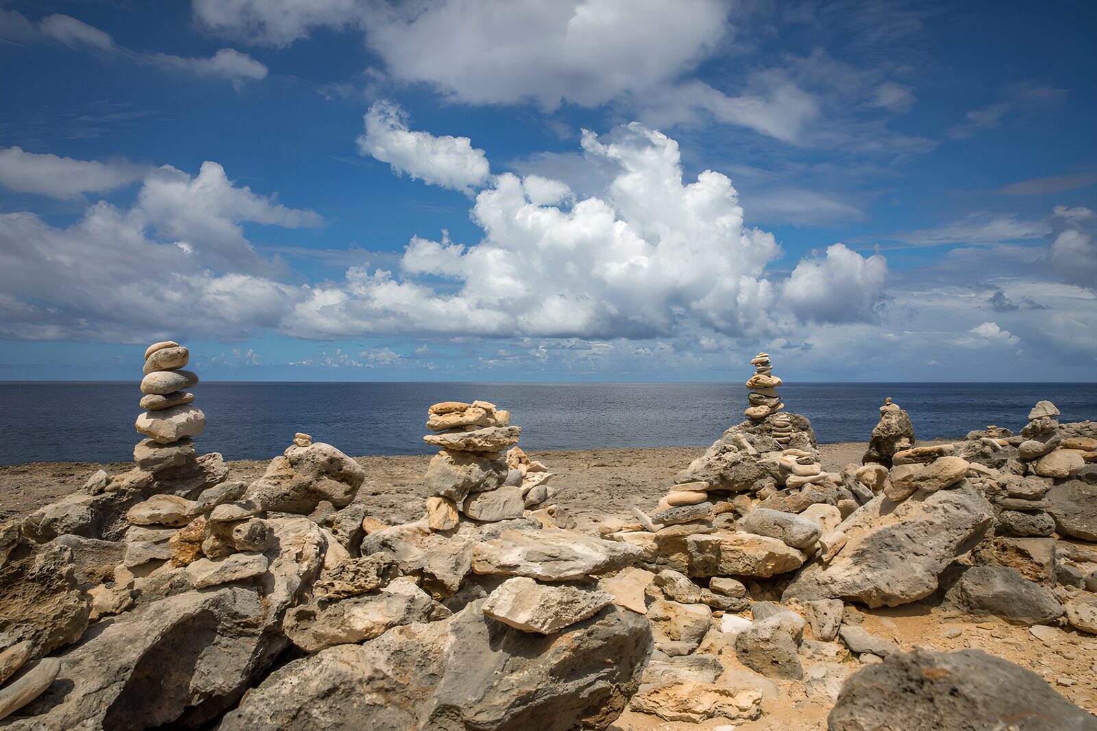 Serene Coastal Stack of Stones