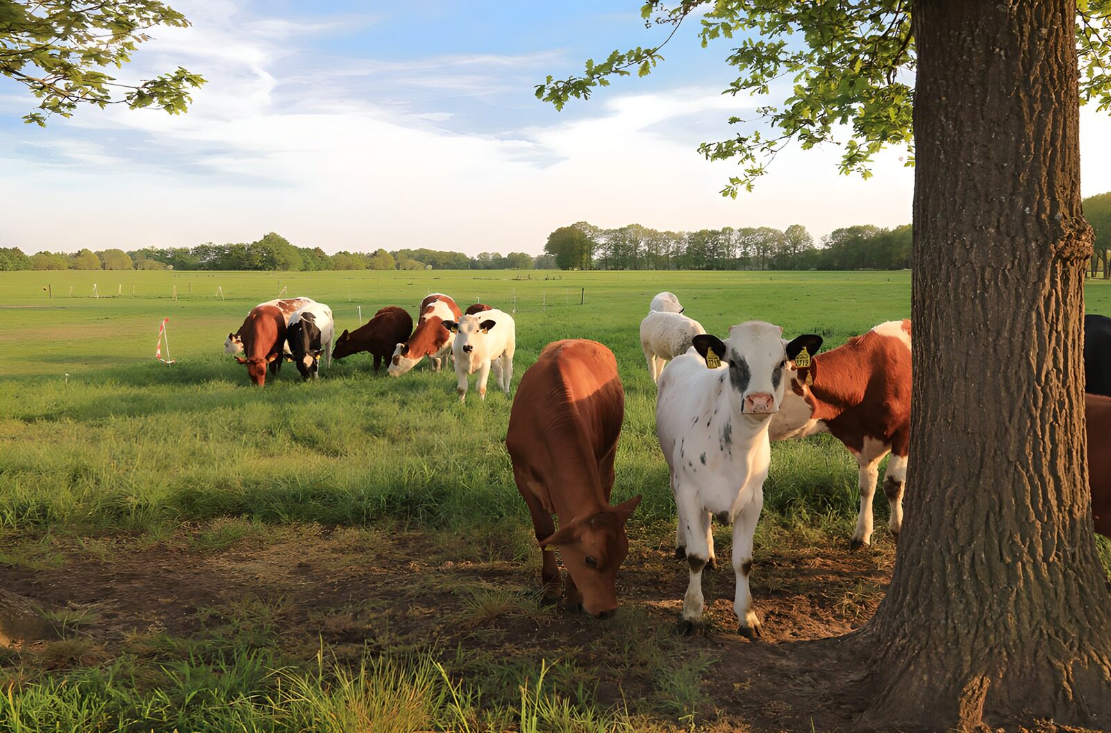 Grazing Cows in a Serene Pasture