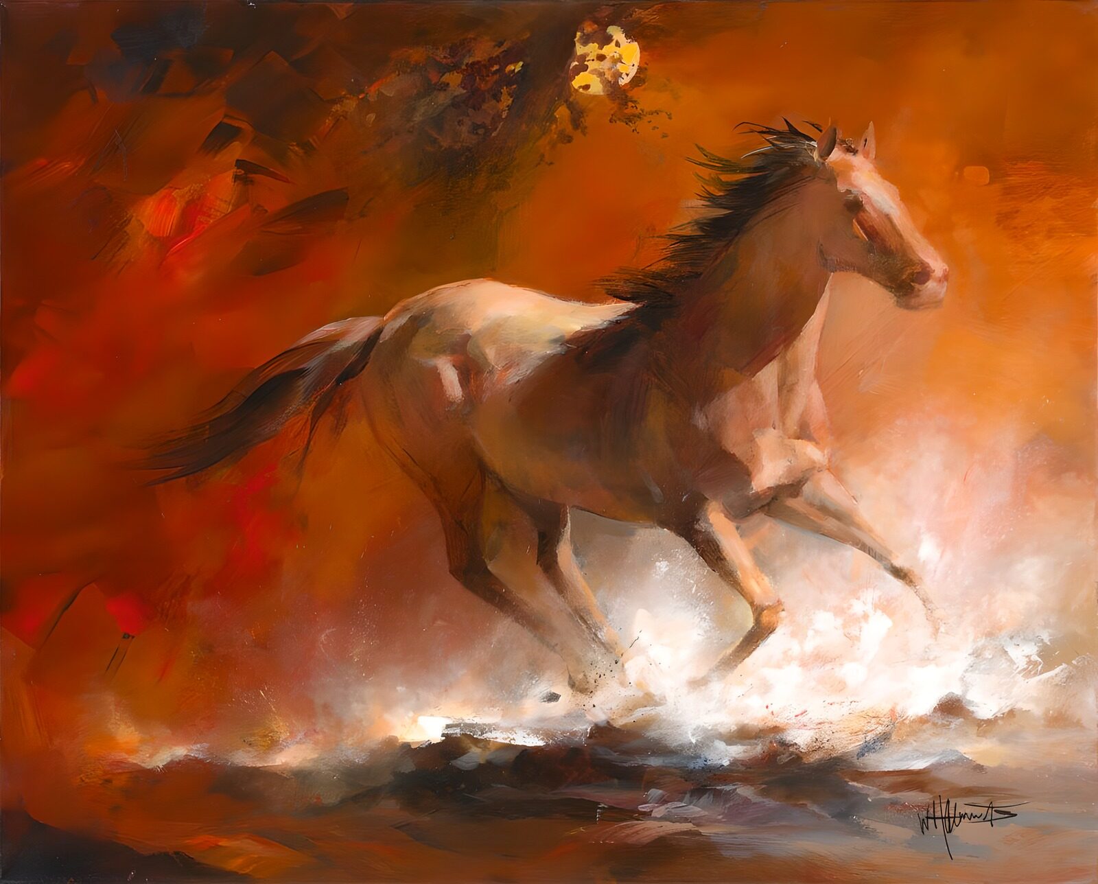 Majestic Gallop in Fiery Landscape