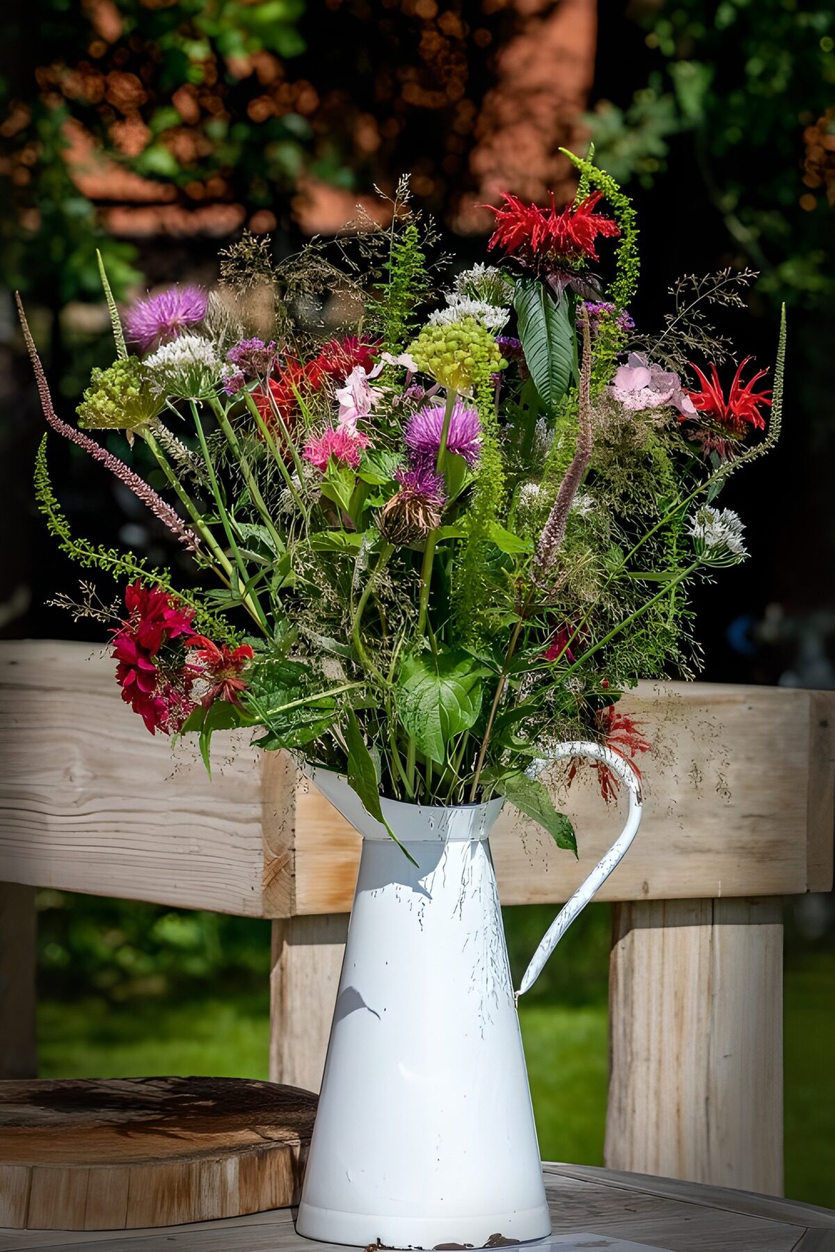 Vibrant Wildflower Bouquet in a Pitcher