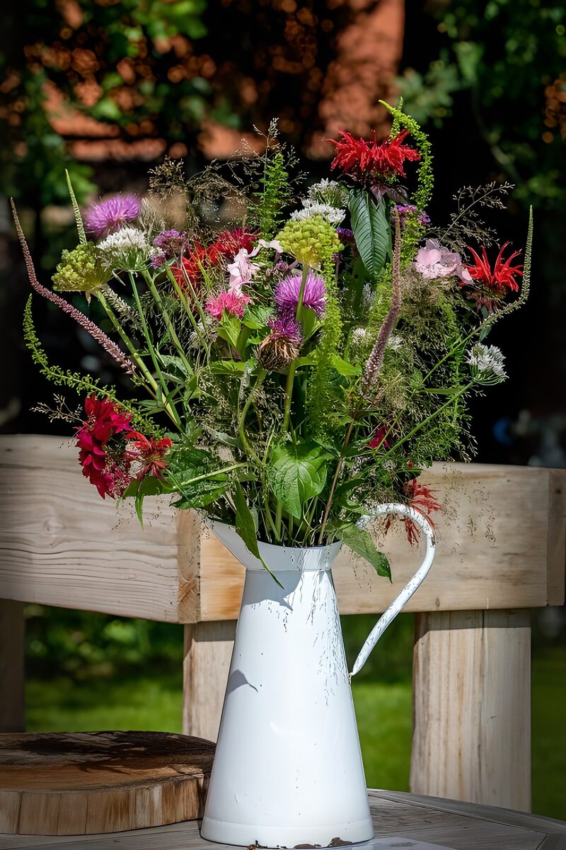 Vibrant Wildflower Bouquet in a Pitcher