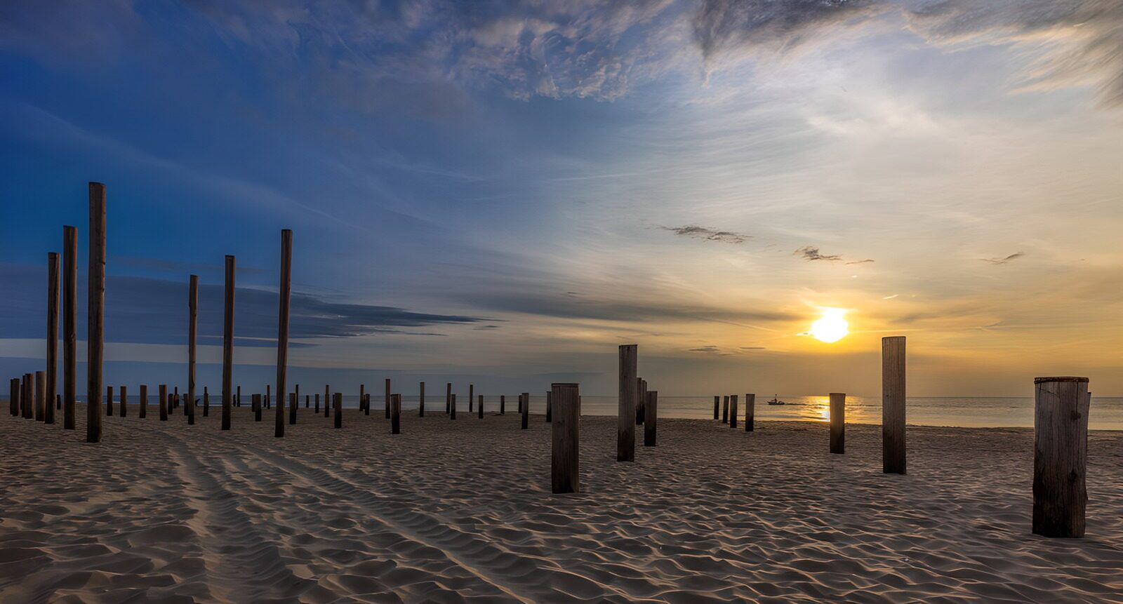 Serene Sunset Over Abandoned Poles
