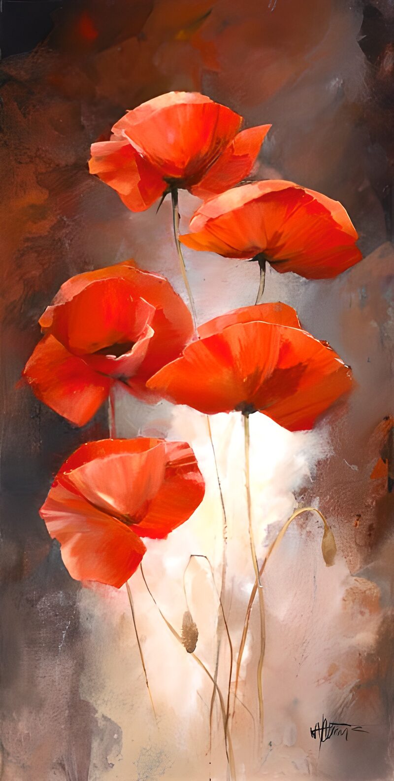 Vibrant Crimson Poppies in Bloom