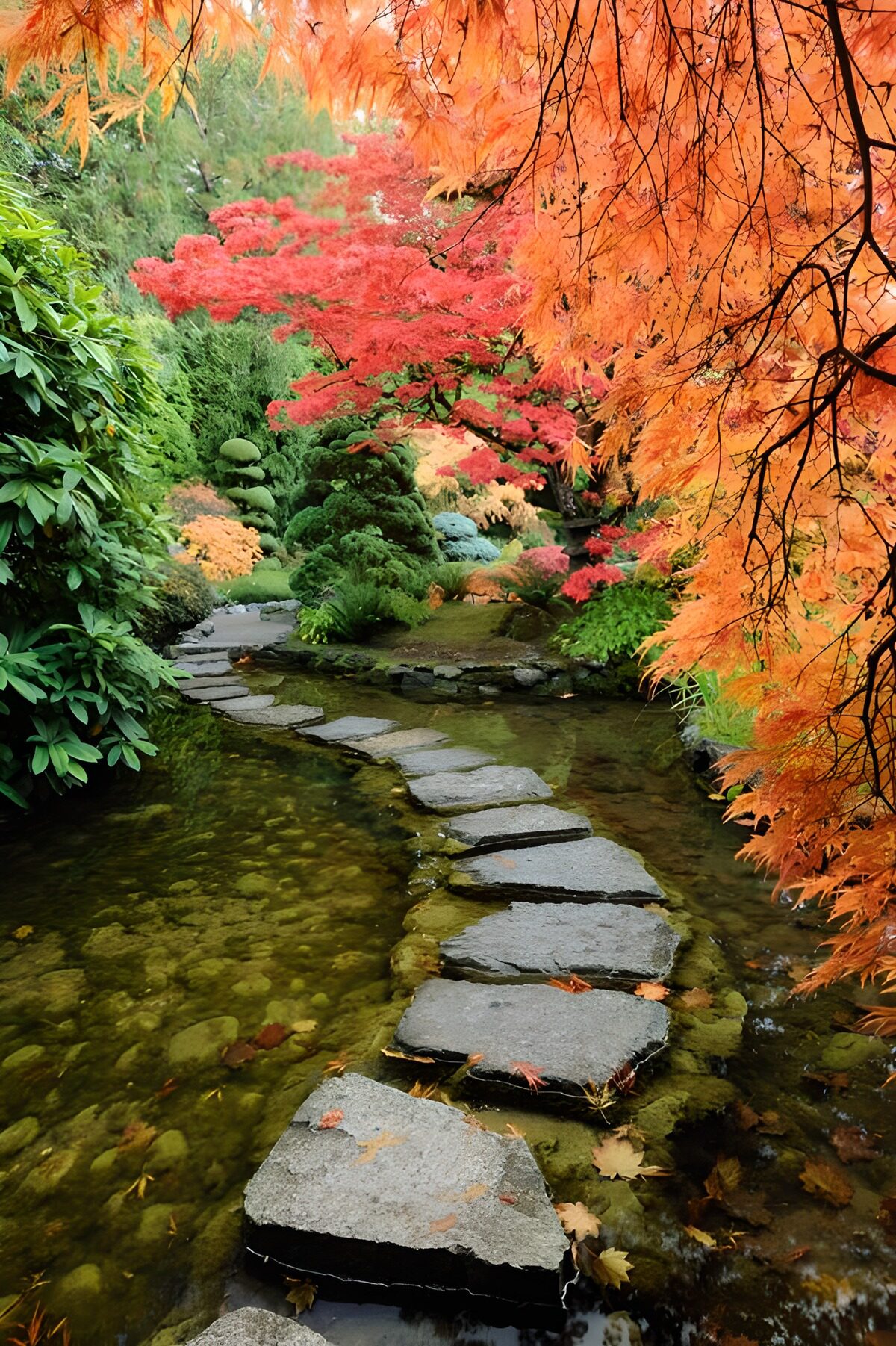 Tranquil Path Through Autumn Garden