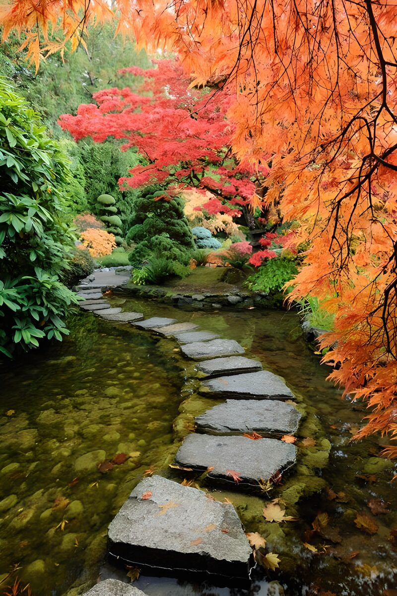 Tranquil Path Through Autumn Garden