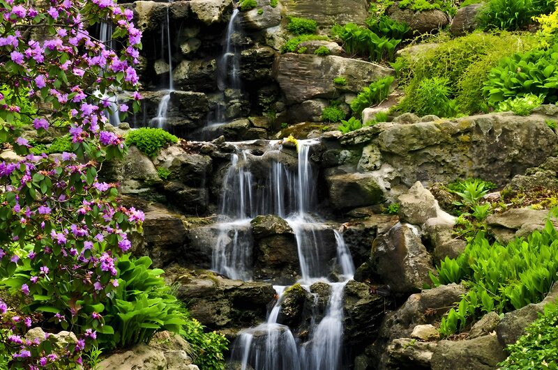Serene Garden Waterfall