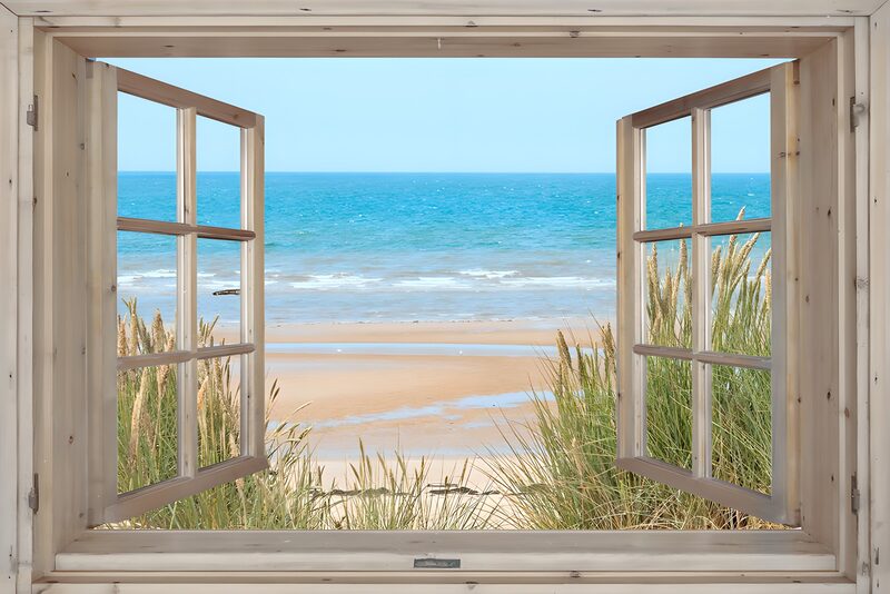 Coastal Serenity Through an Open Window