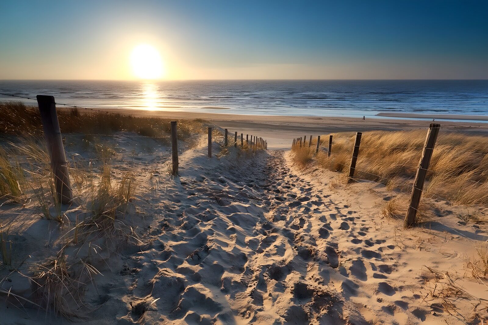Tranquil Beach Path at Sunrise