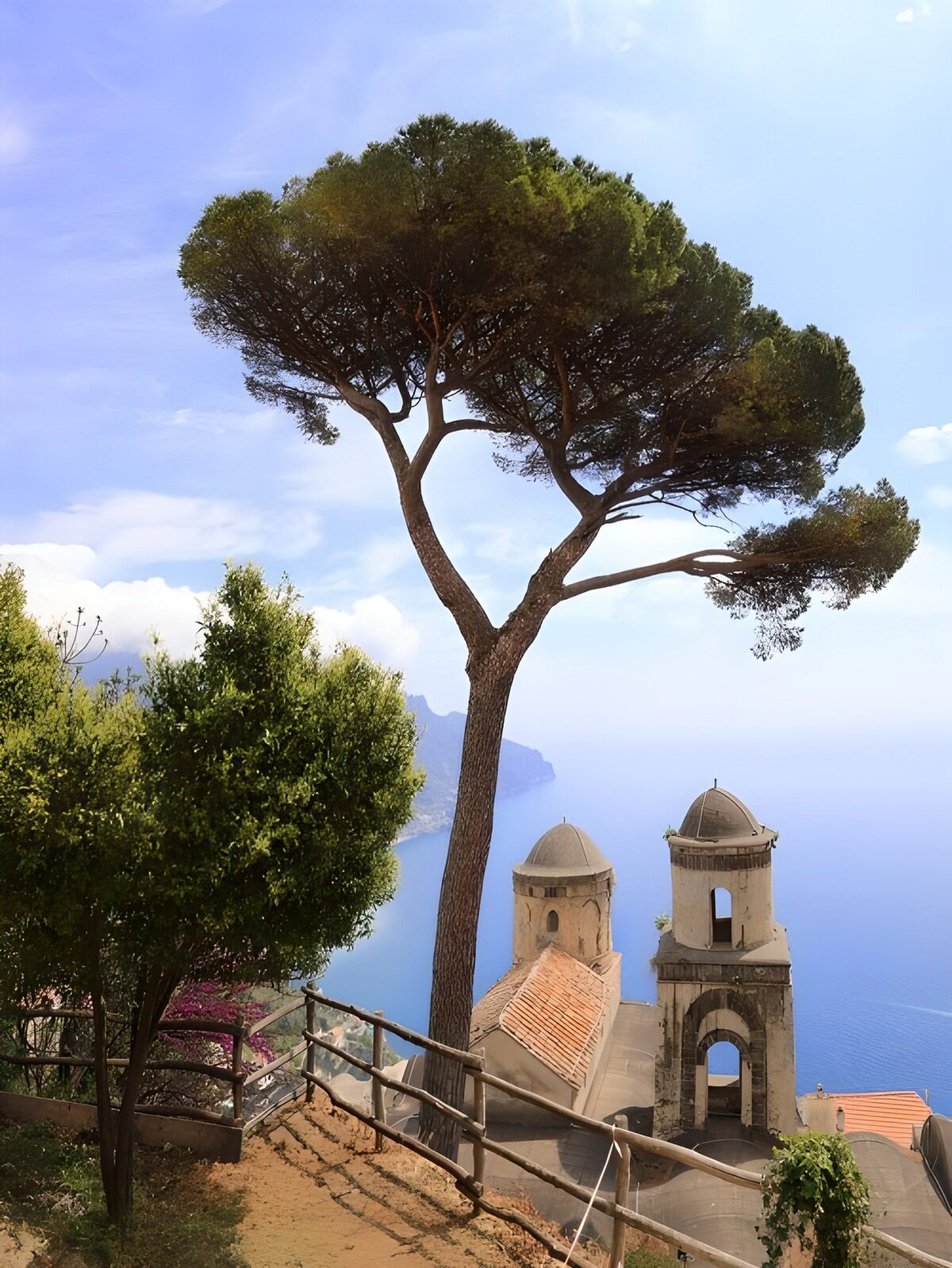 Scenic View of Coastal Towers and Trees