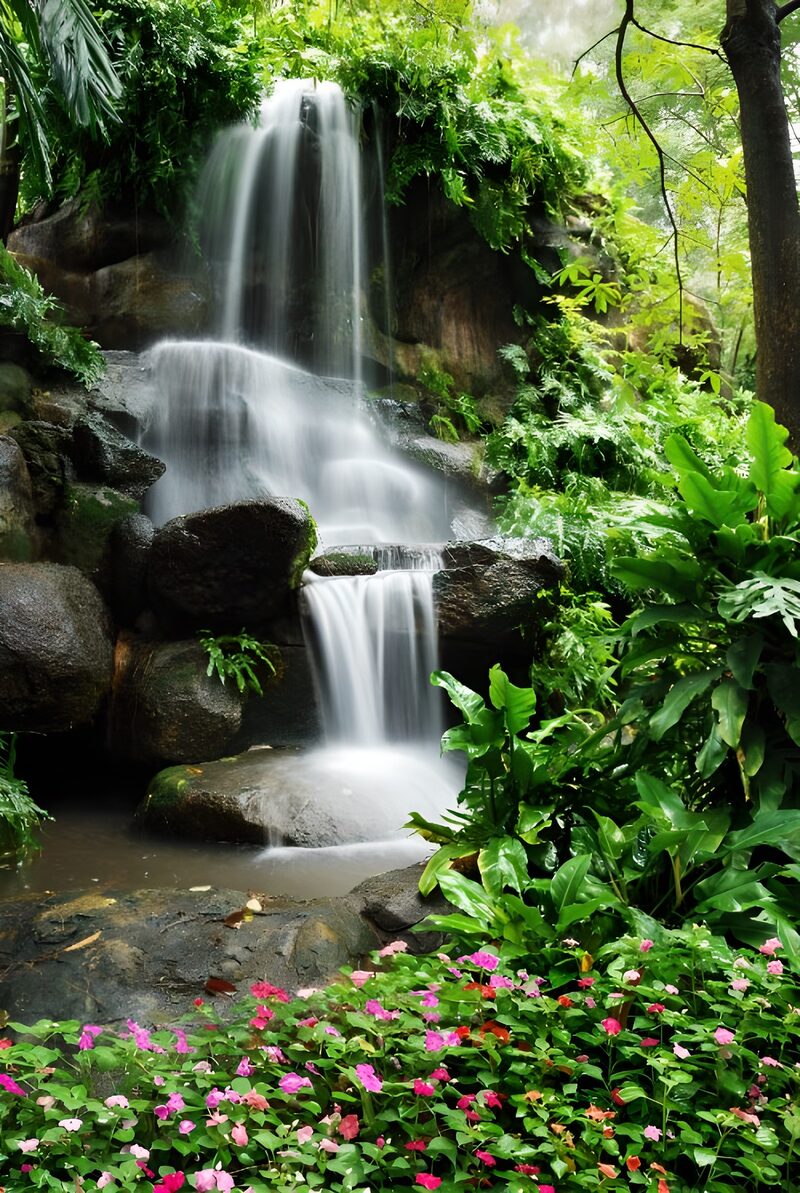 Serene Jungle Waterfall
