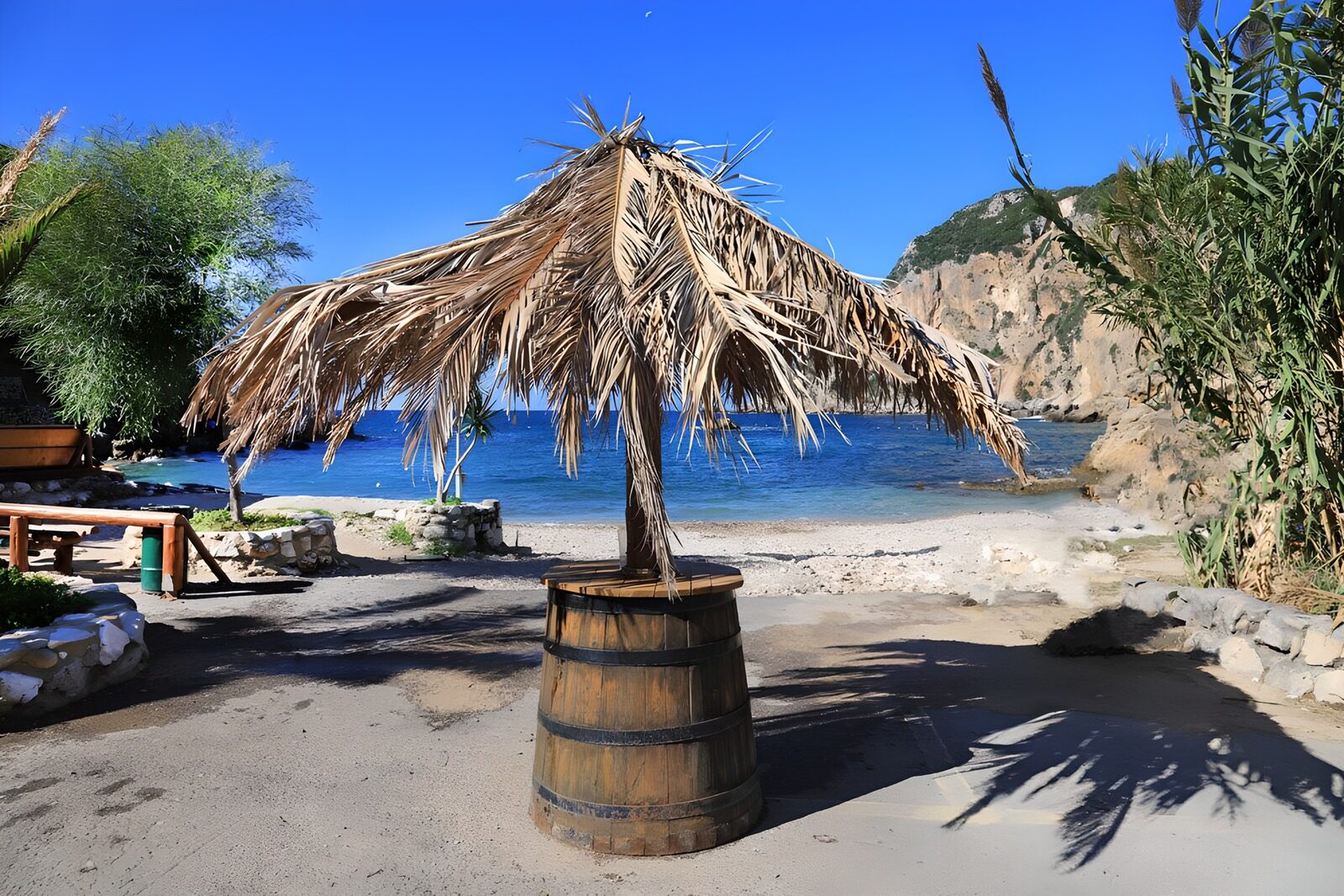 Tropical Beach Umbrella and Serenity