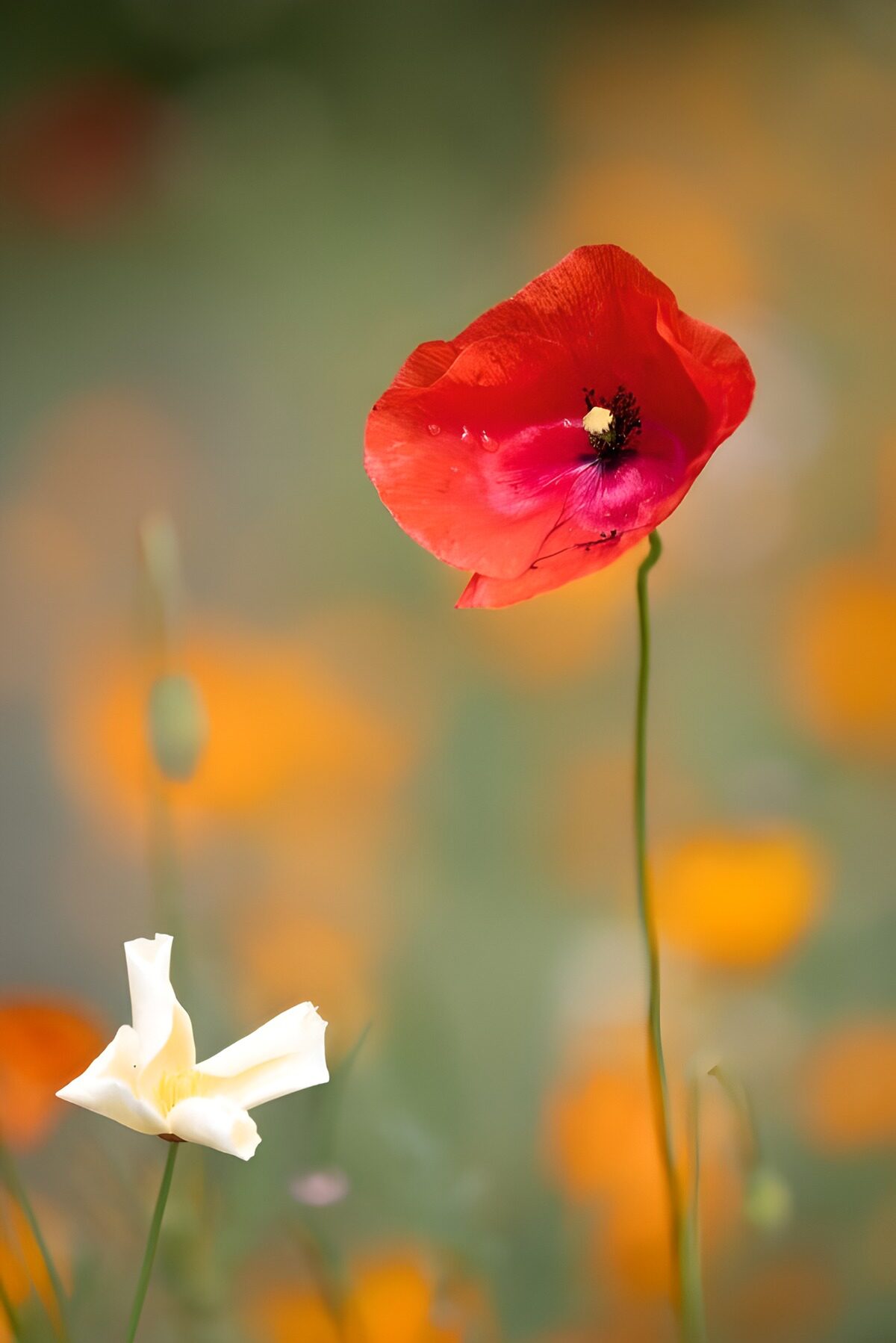 Vibrant Poppy and Delicate Bloom