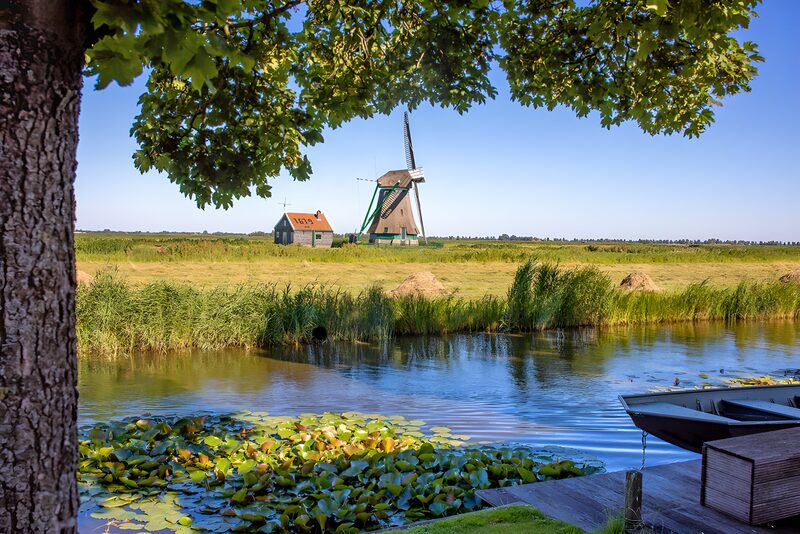 Tranquil Dutch Windmill Landscape