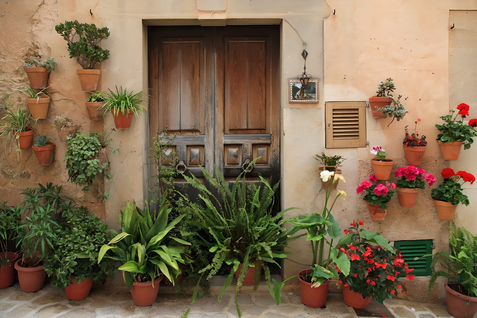 Charming Floral Doorway in a Rustic Setting