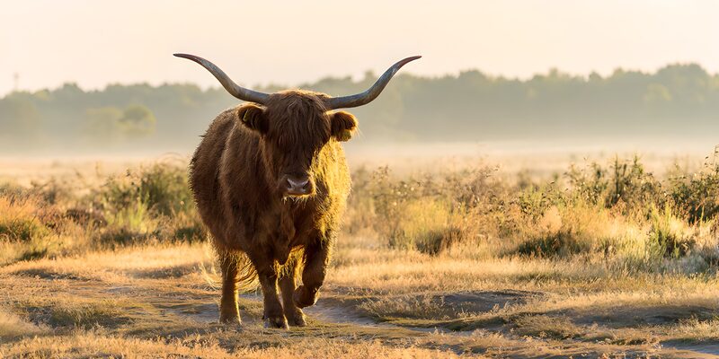Majestic Highland Cow at Dawn