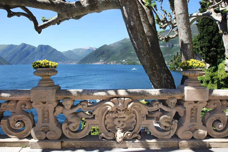 Serene Lakeview with Ornate Balustrade