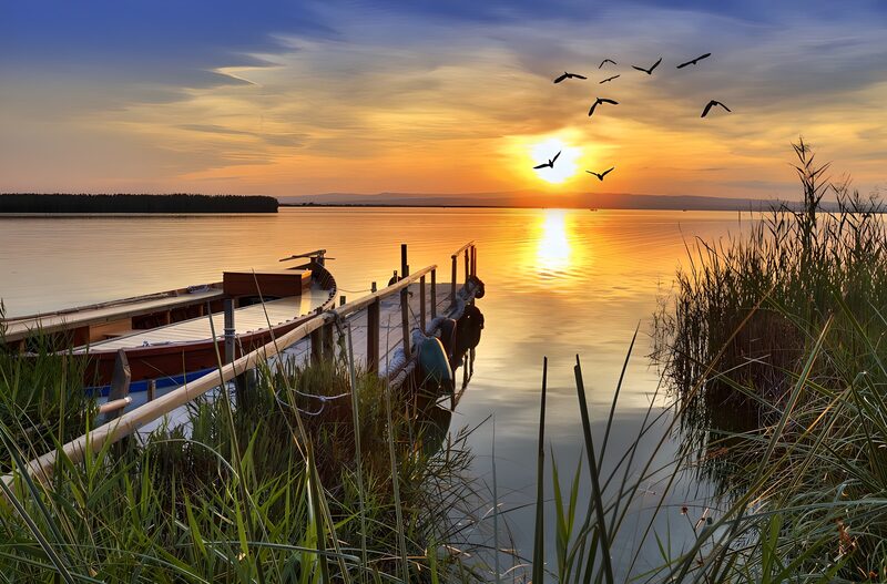 Serene Sunset at the Lakeside