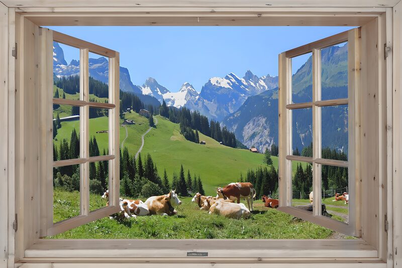 Scenic Mountain View from a Window