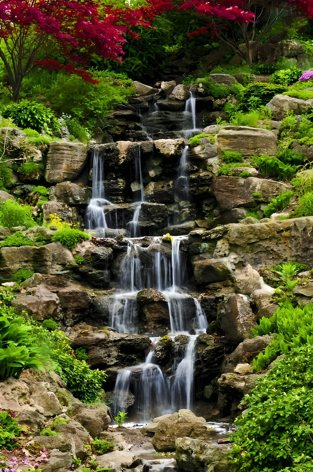 Tranquil Garden Waterfall
