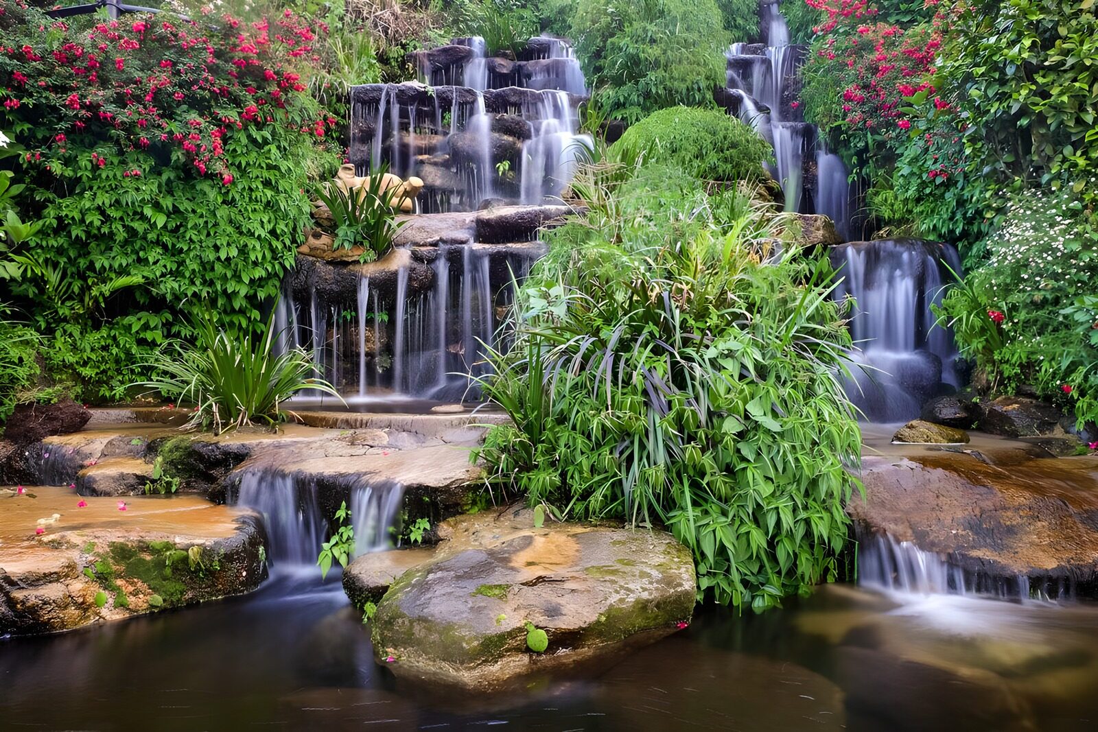 Serene Cascading Waterfalls in Nature