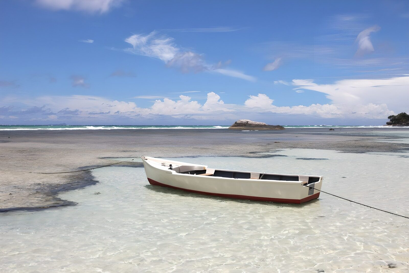 Peaceful Boat in Clear Waters