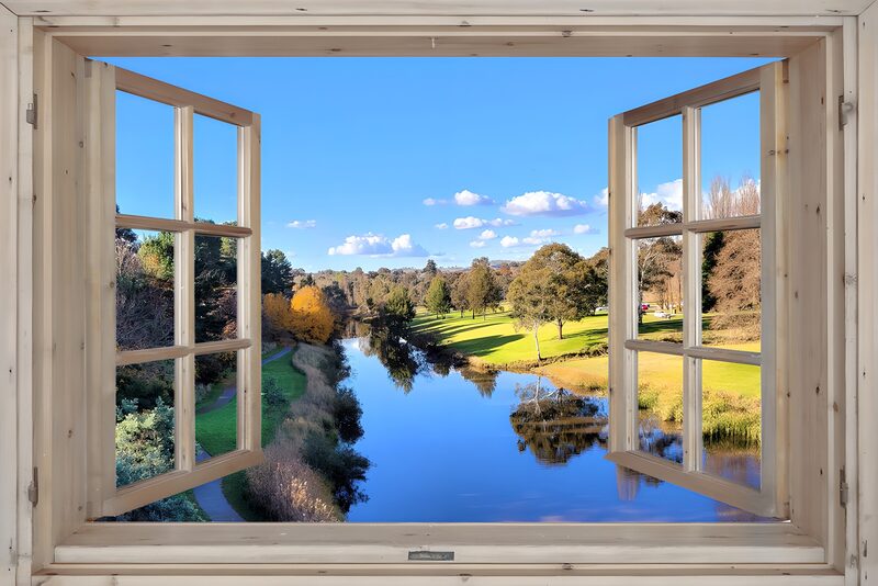 Scenic View from an Open Window