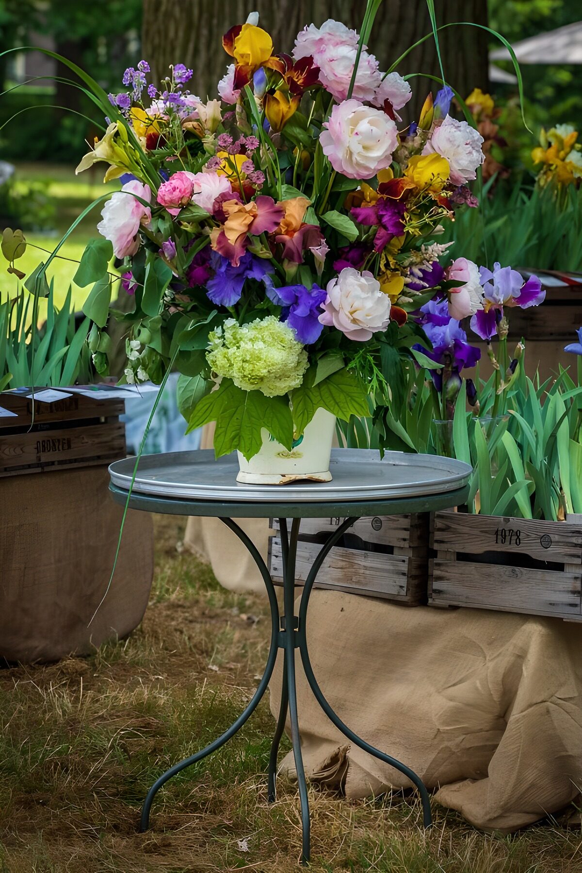Vibrant Floral Arrangement on Rustic Table