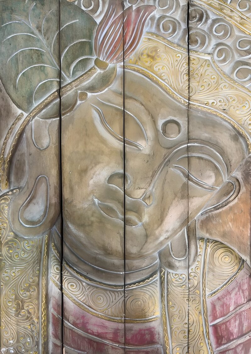 Serene Buddha Relief on Wood