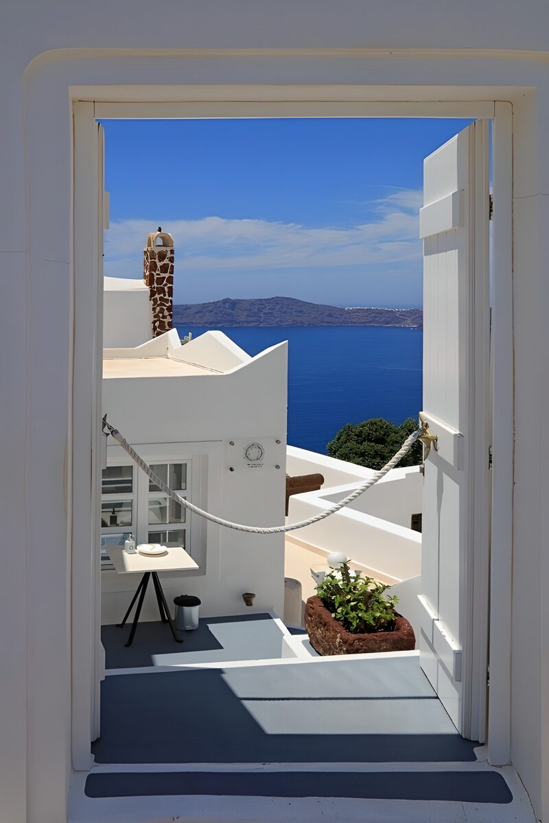 A Stunning View from a Santorini Doorway