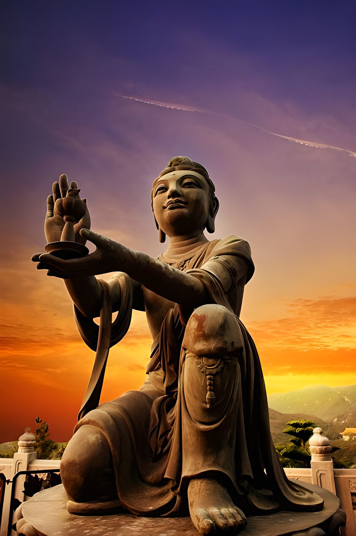 Serene Buddha Statue at Sunset