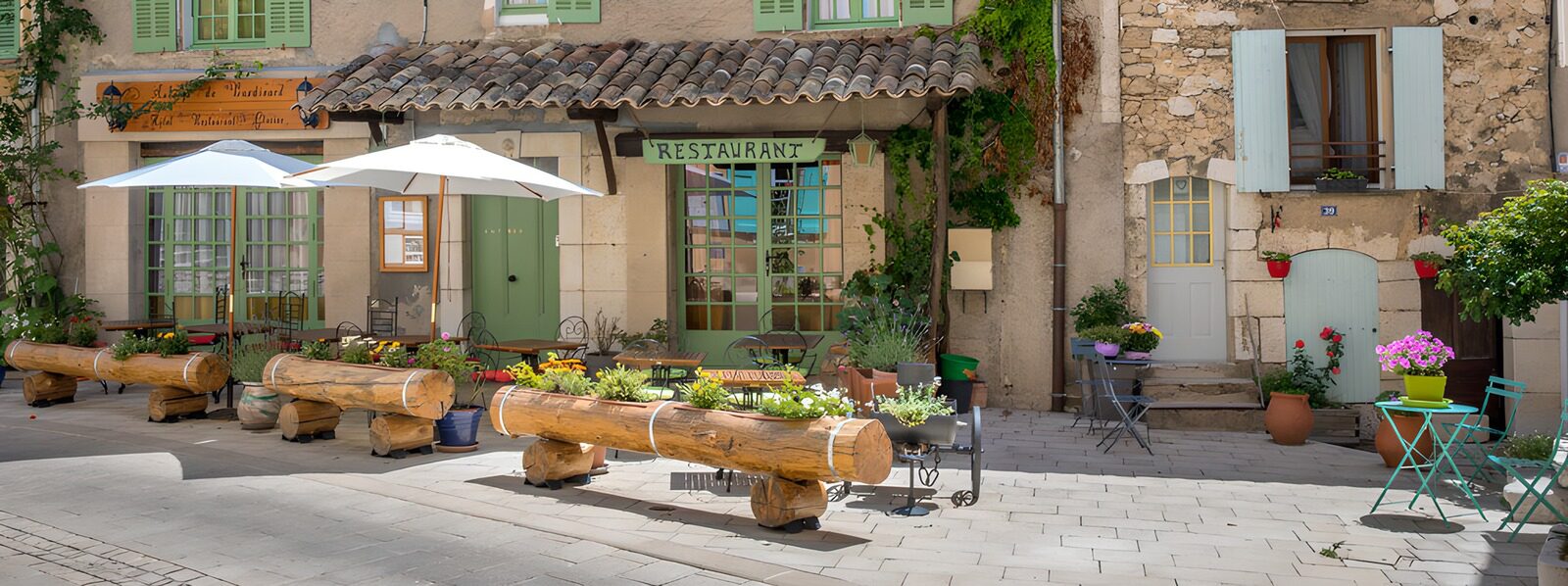 Charming Café in a Quaint Village Square