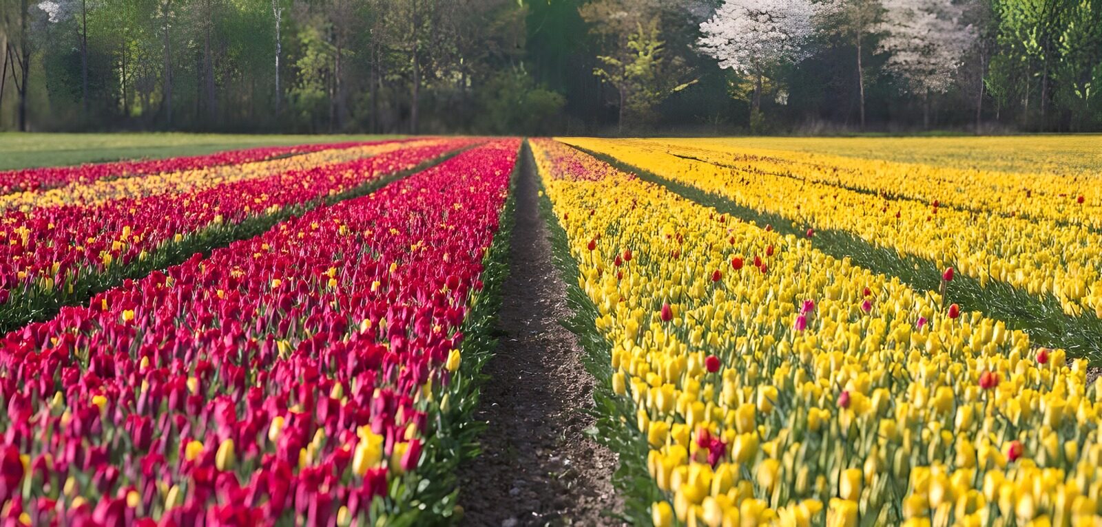 Colorful Tulip Fields in Bloom
