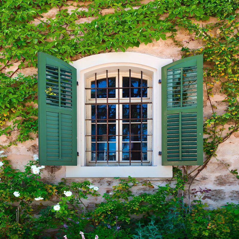 Charming Green Shuttered Window