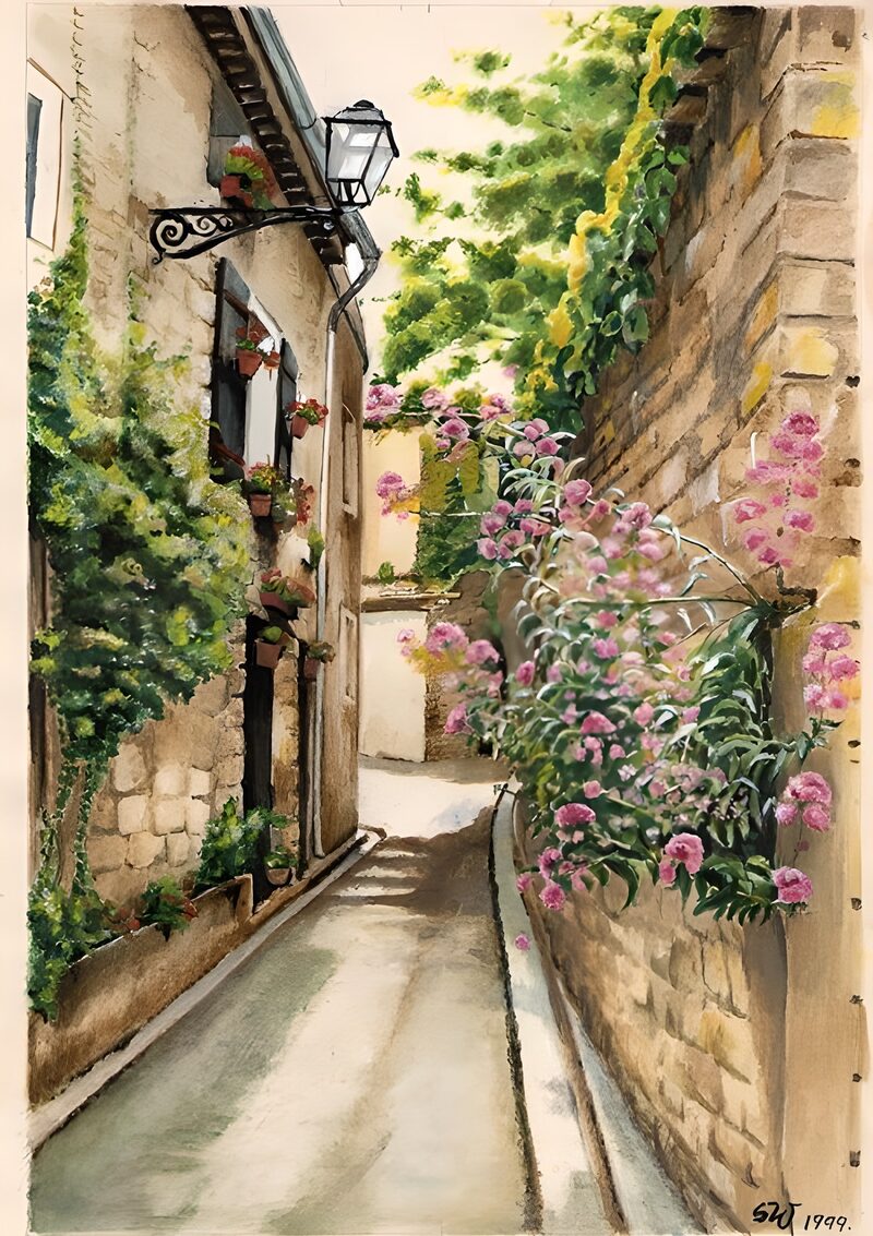 Serene Alleyway Blooms
