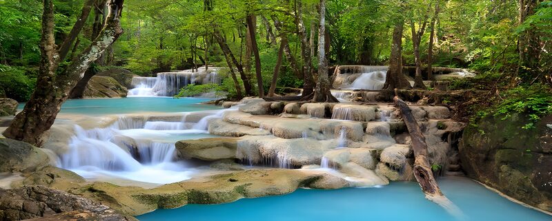 Serene Blue Waterfalls in the Forest