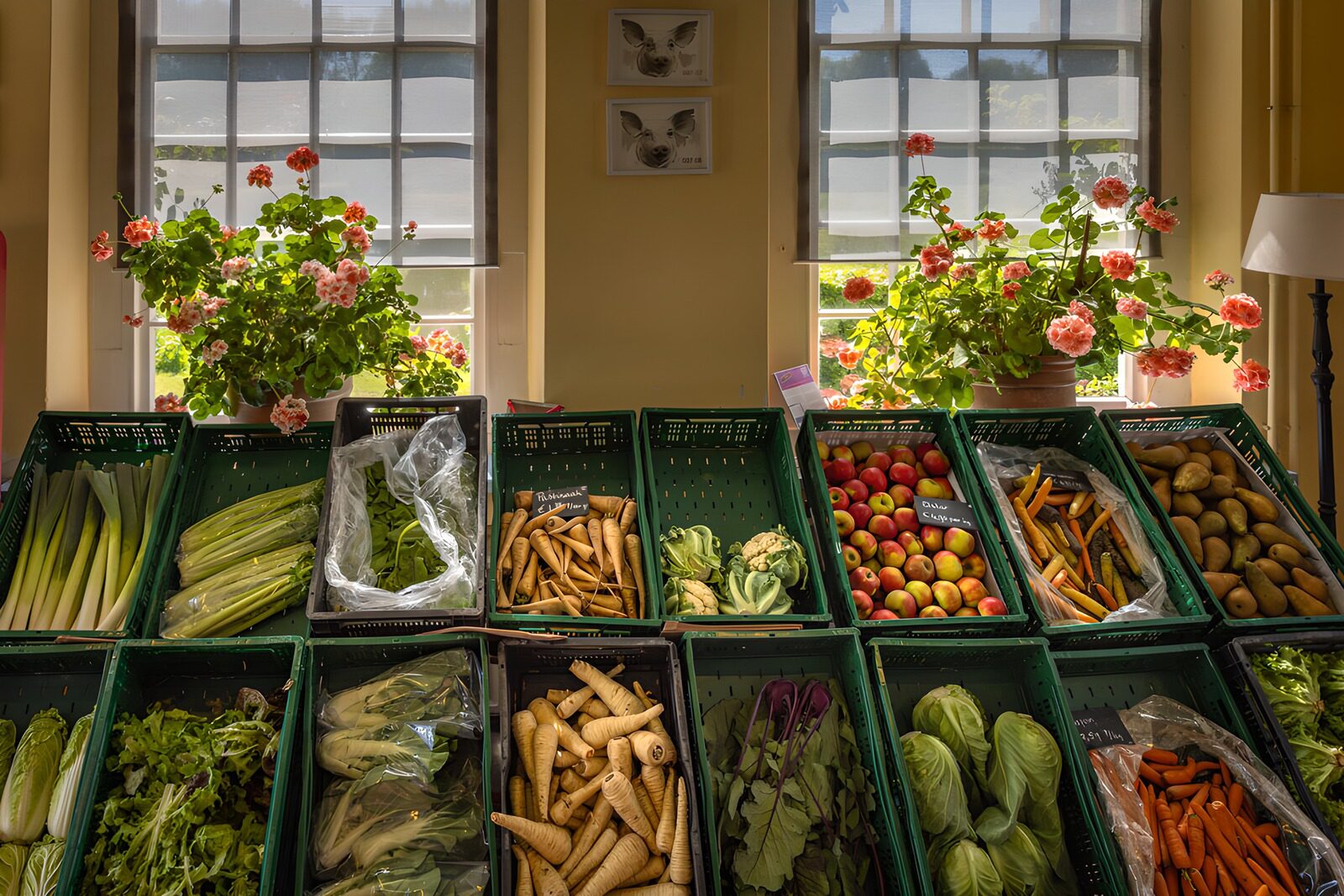 Fresh Produce Display in a Rustic Market