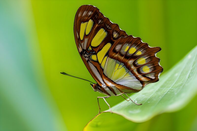 Vibrant Butterfly Resting on a Leaf