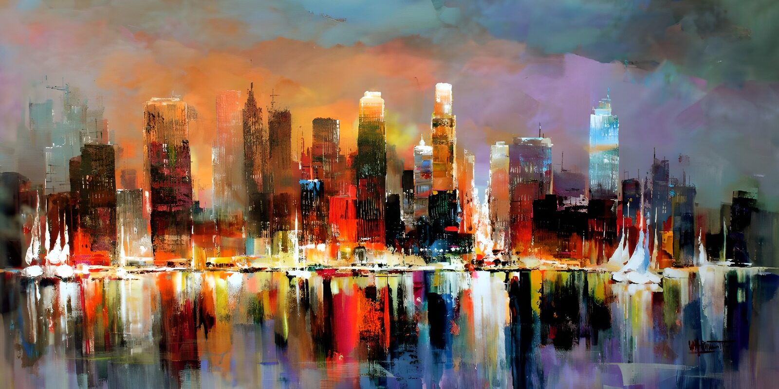 Vibrant City Skyline at Dusk