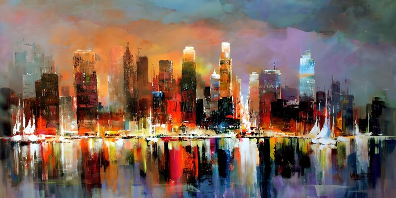 Vibrant City Skyline at Dusk